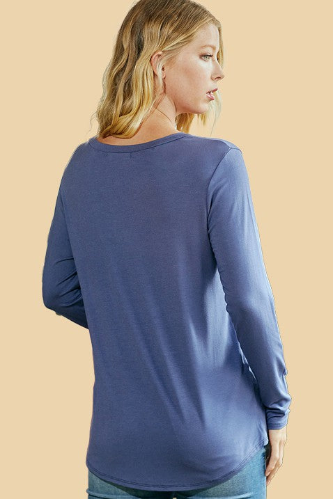 Simple Long Sleeve Top in Marine (REG/PLUS)