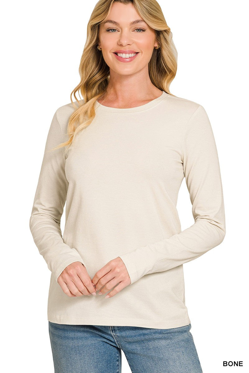 Simple Long Sleeve Top in Bone (REG)