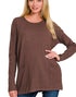 Front Pocket Sweater Top in Mahogany (REG)