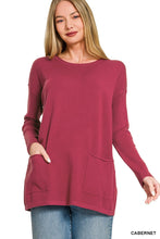 Front Pocket Sweater Top in Cabernet (REG)