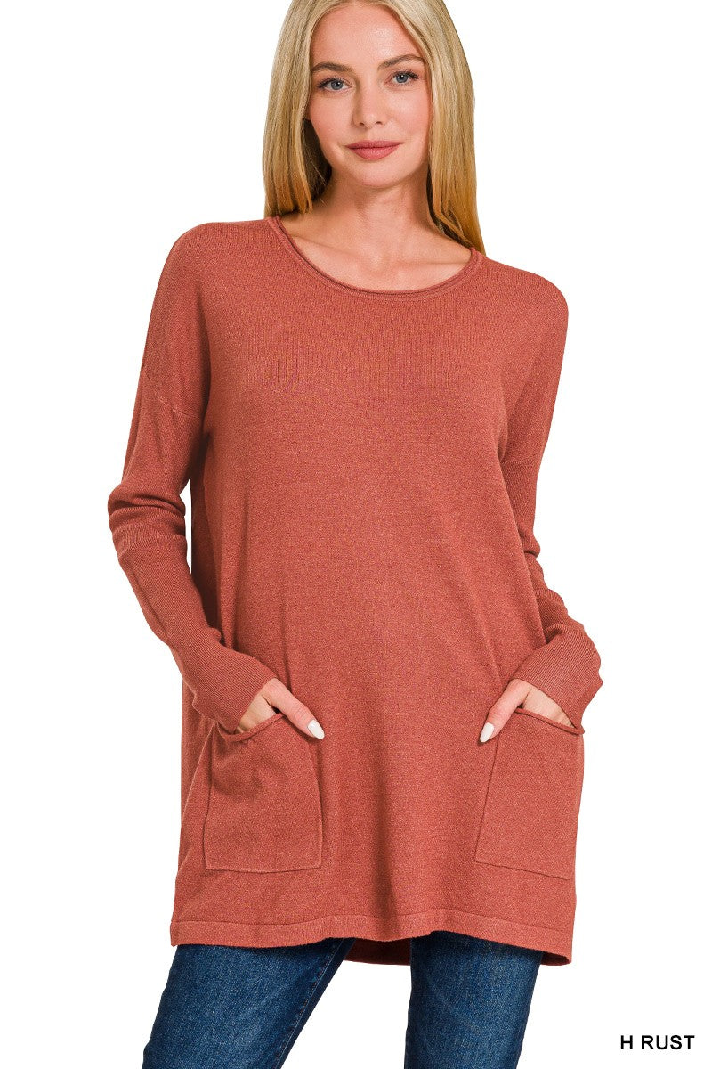 Front Pocket Sweater Top in H Rust (REG)