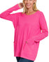 Front Pocket Sweater Top in Fuchsia (REG)