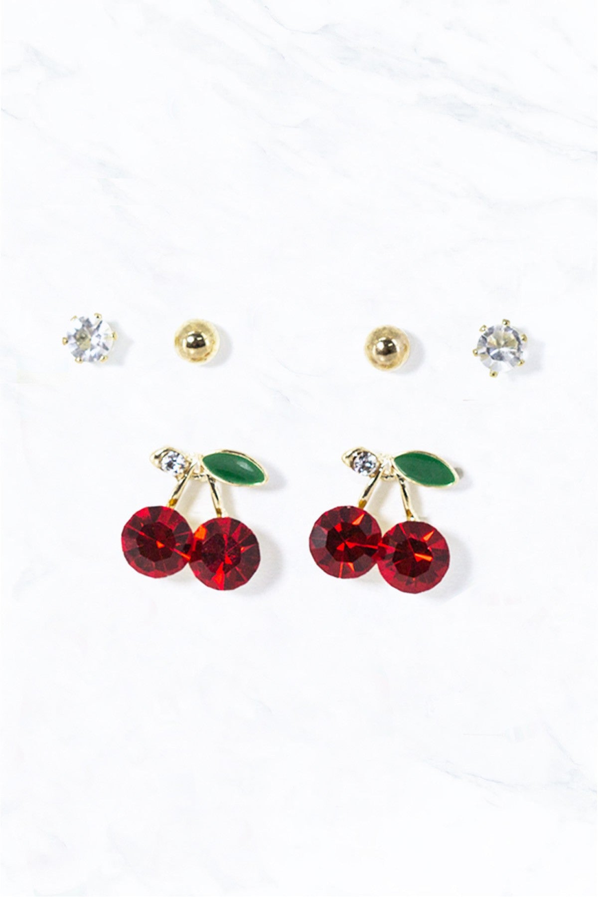 Diamond Cherry Earring Set
