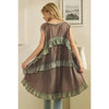 Tiered Contrast Ruffle Tunic Top (REG)