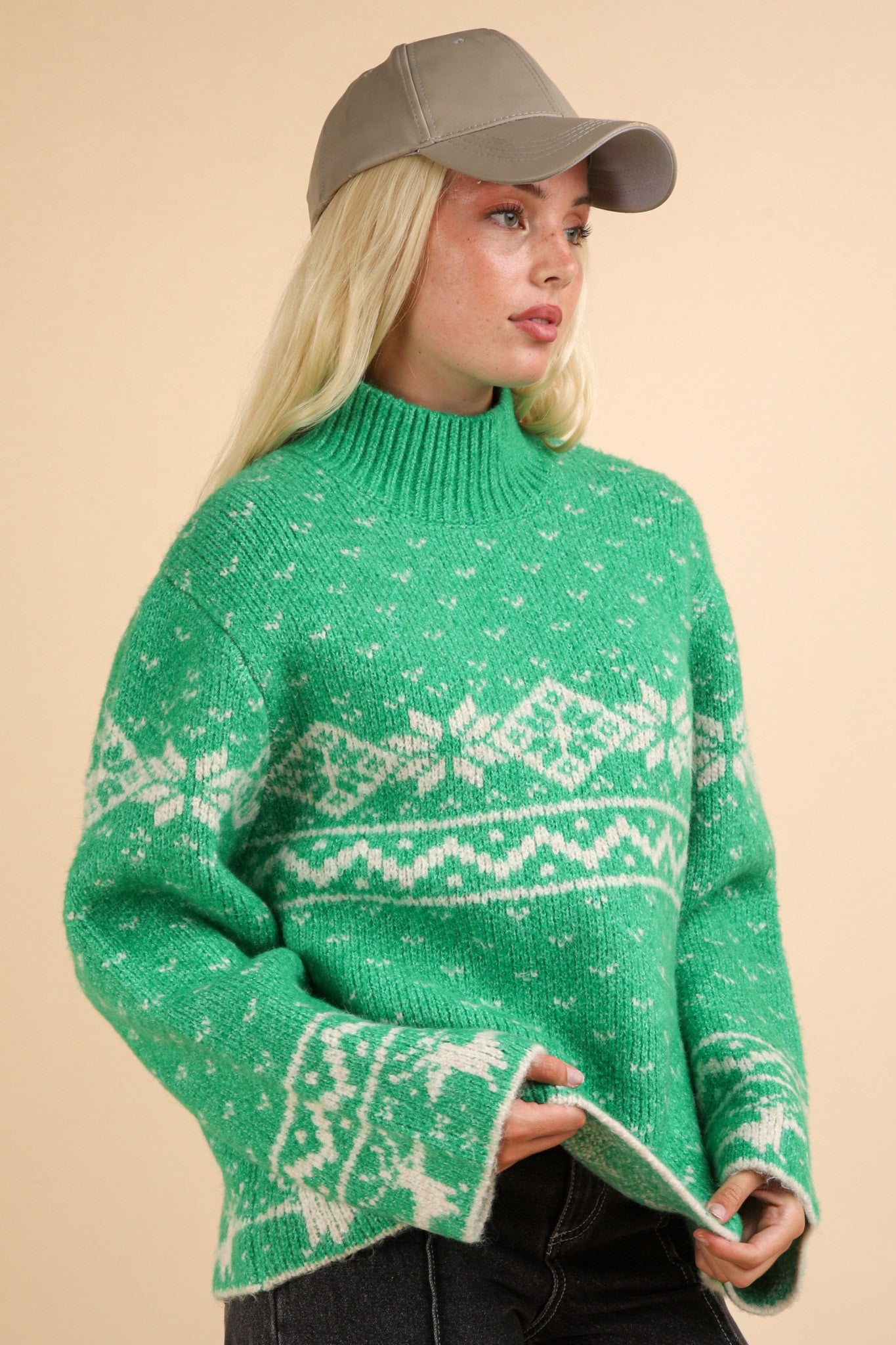 Door Buster * Nordic Holiday Sweater in Green (PLUS)