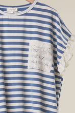 Lace Trim Striped Top in Blue (REG)