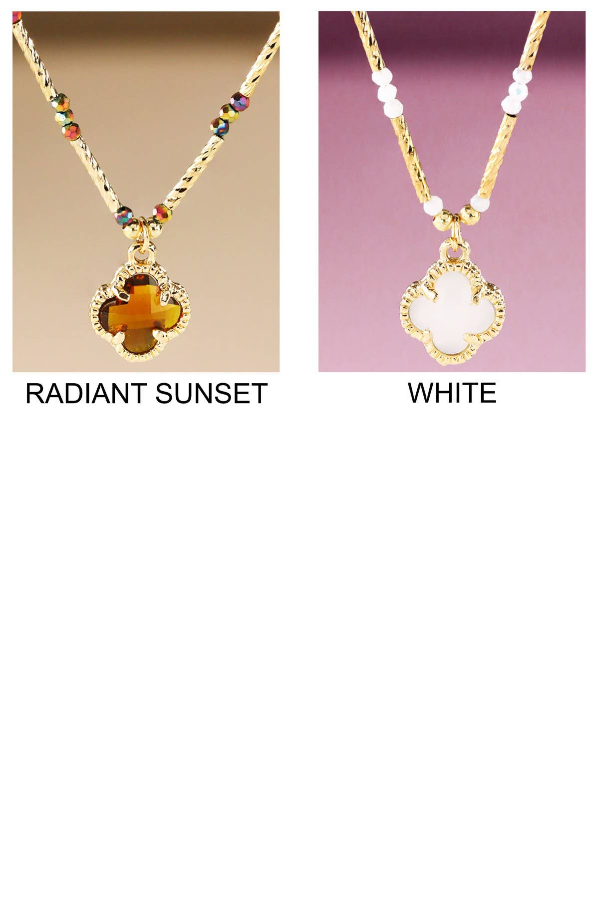 Beaded Clover Charm Necklace