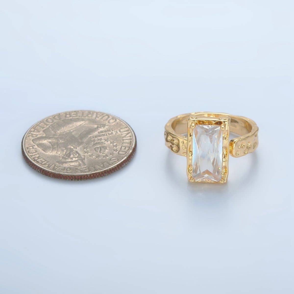 24K Filled CZ Hammered Wrap Ring