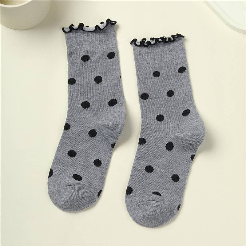Ruffled Polka Dot Crew Socks
