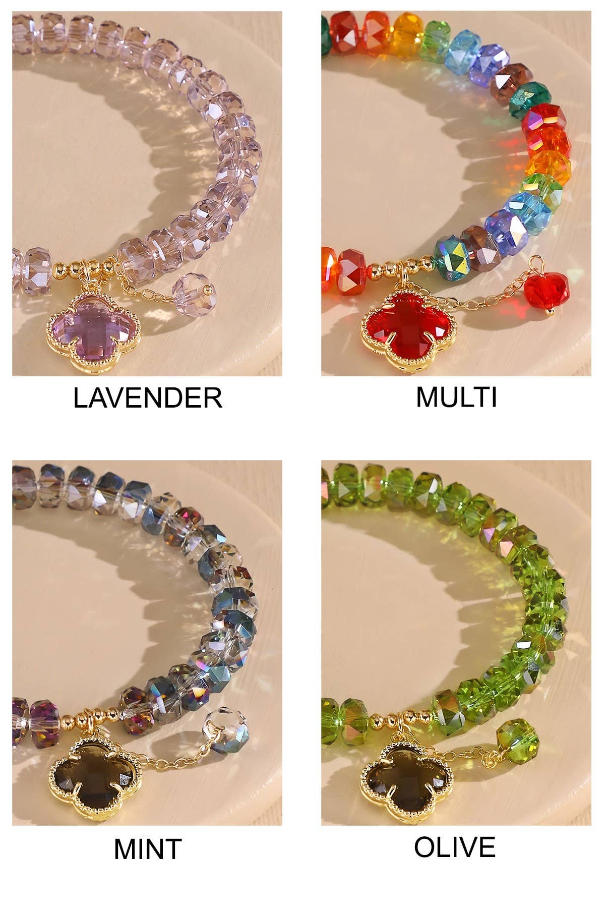 Clover Charm Beaded Bracelet