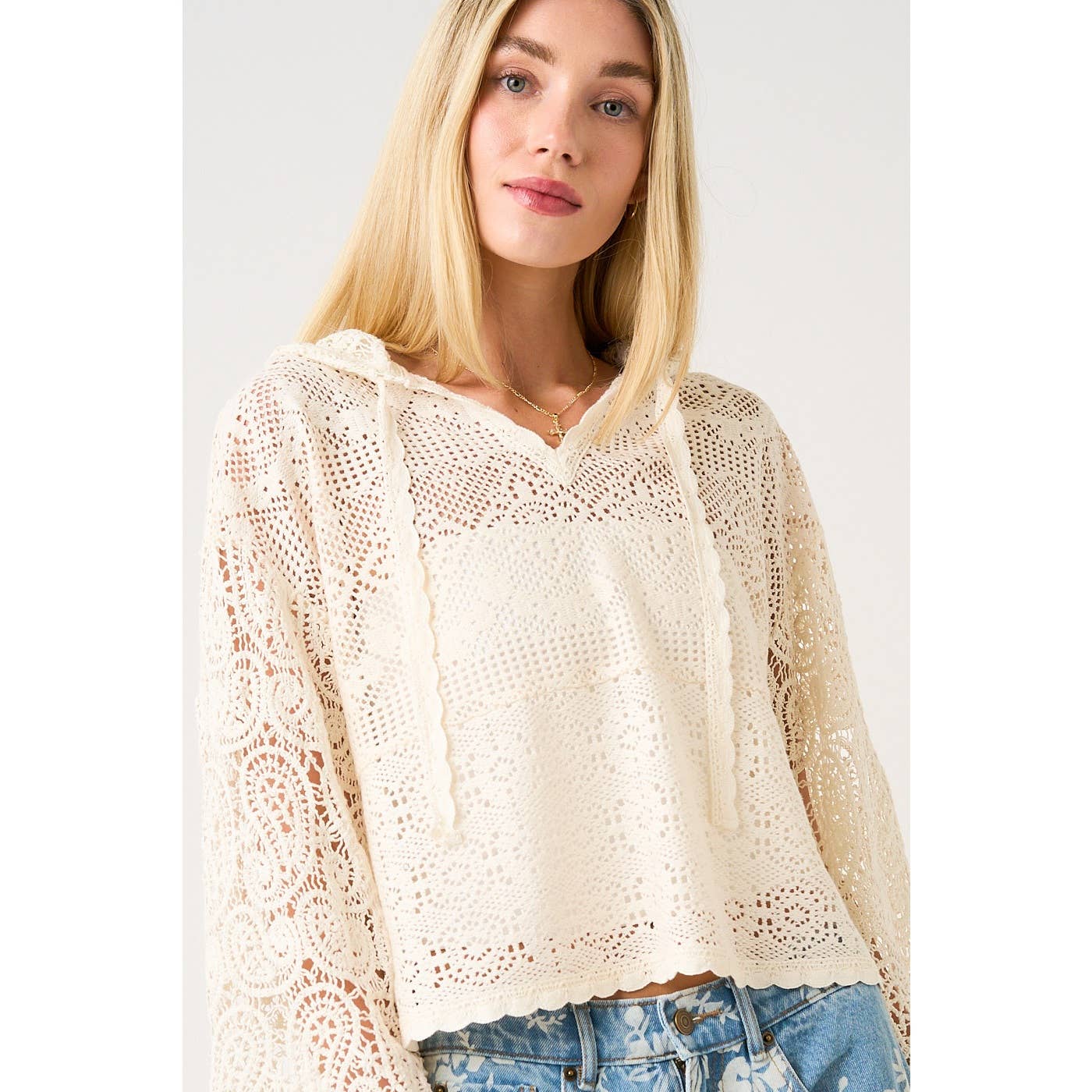 Crochet Lace Hoodie Top (REG)