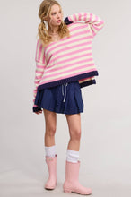 Mimosa Striped V-Neck Sweater in Pink (REG)
