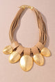 Multi Cord Metal Statement Necklace