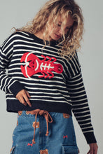 Embroidered Lobster Sweater in Ivory/Black (REG)