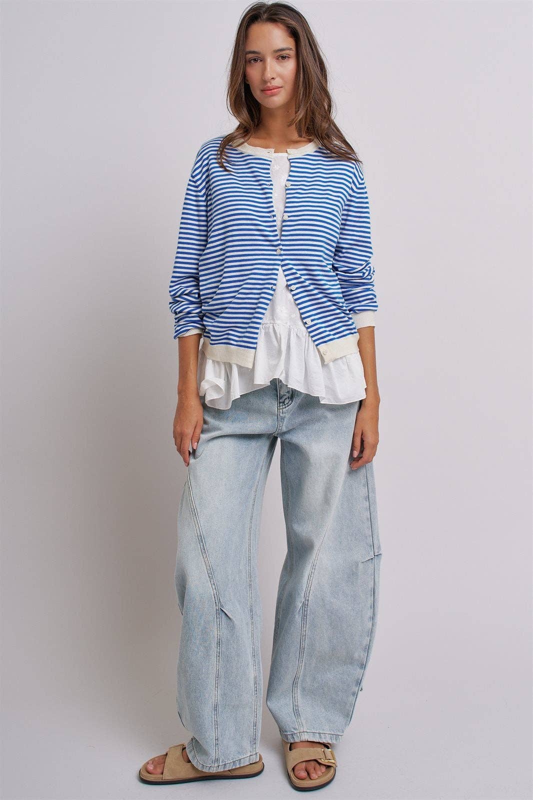 Blue Breton Striped Cardigan (REG)