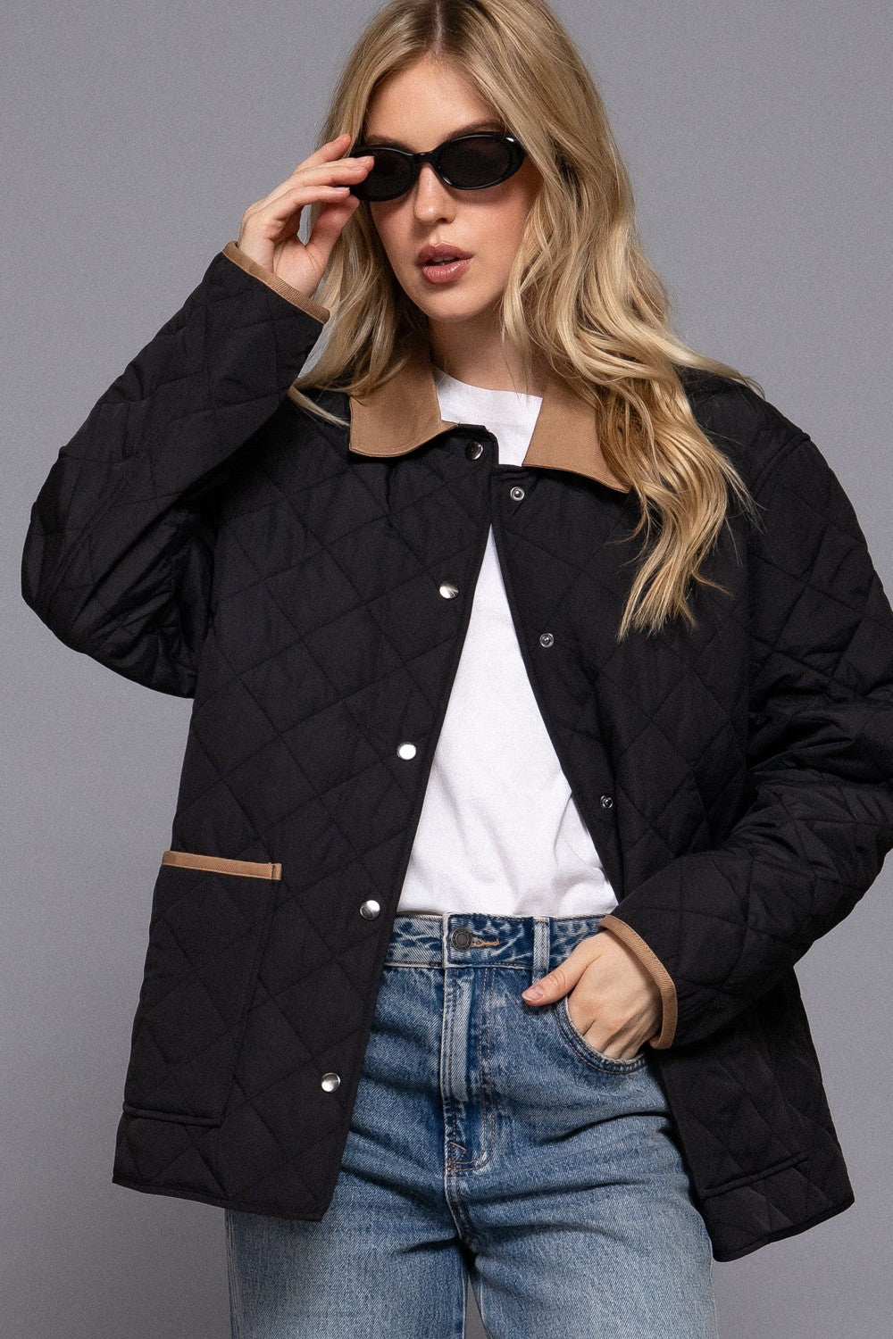 Quilted Work Jacket in Black (REG)