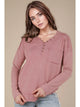 Mineral Washed Button Top in Mauve (REG)