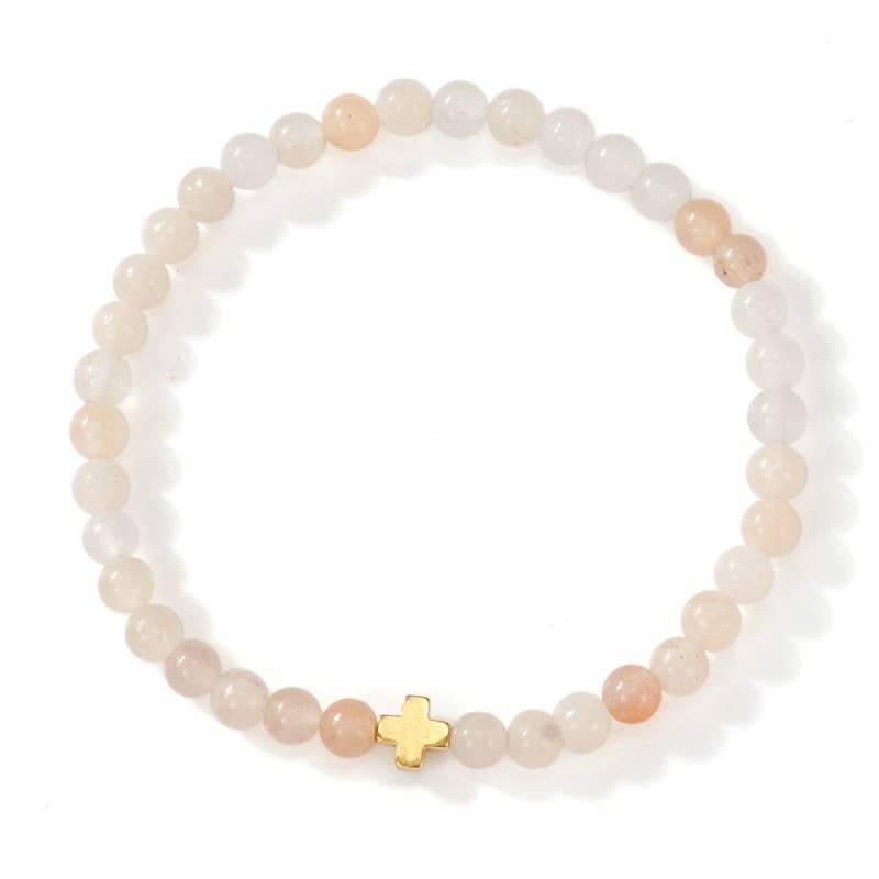 Natural Stone Boho Cross Bracelet