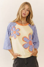 Boxy Floral Stripe Top in Ivory Multi (REG)