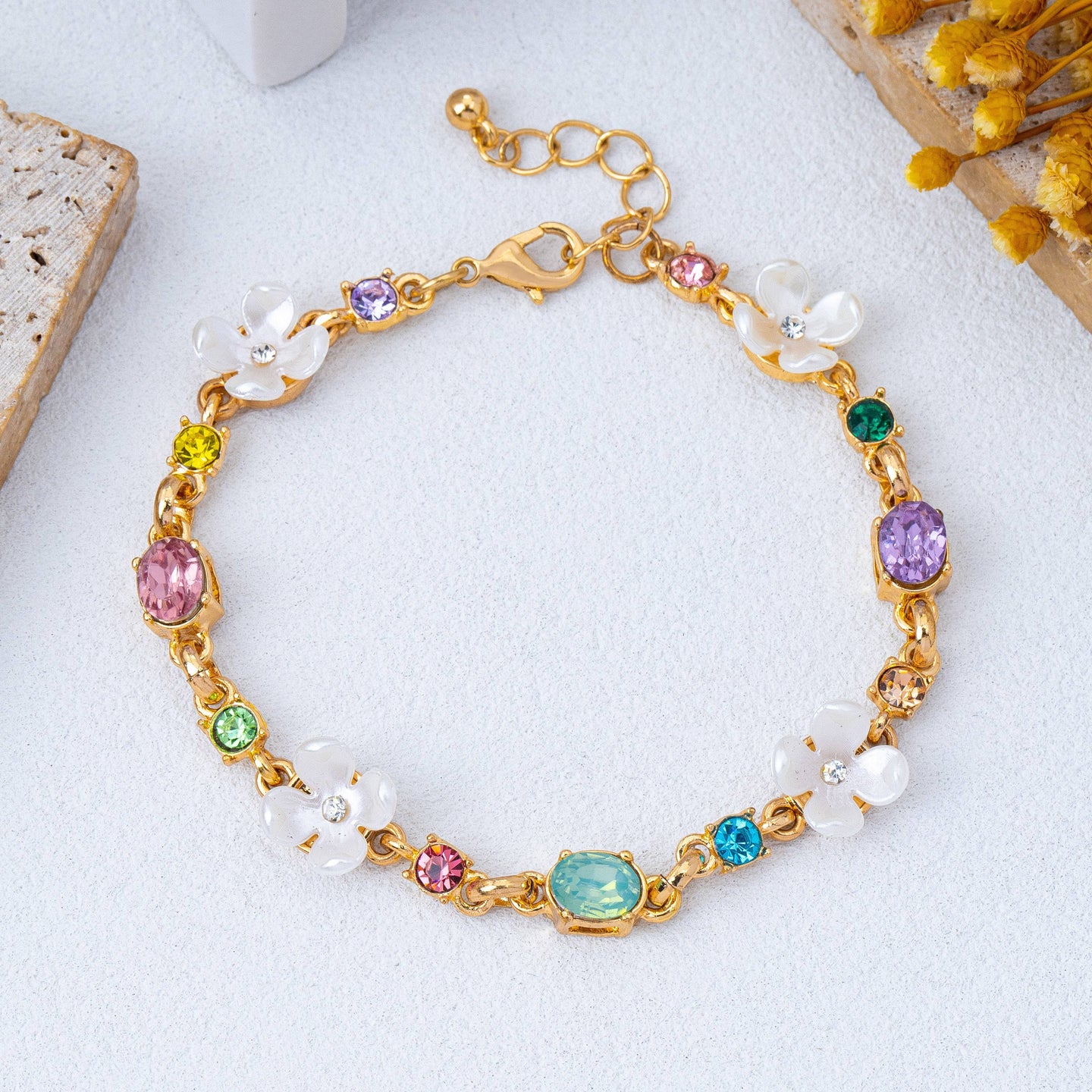 Floral Multi Gem Bracelet