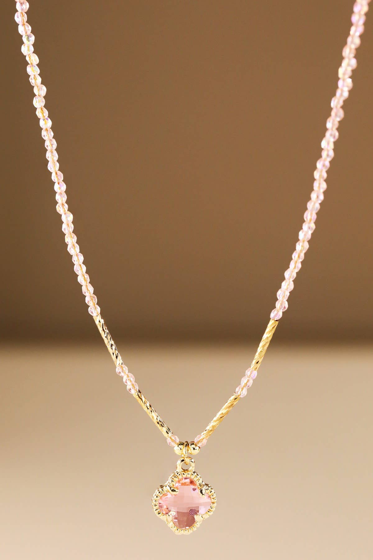 Beaded Clover Charm Necklace