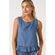 Back Button Denim Peplum Top (REG)