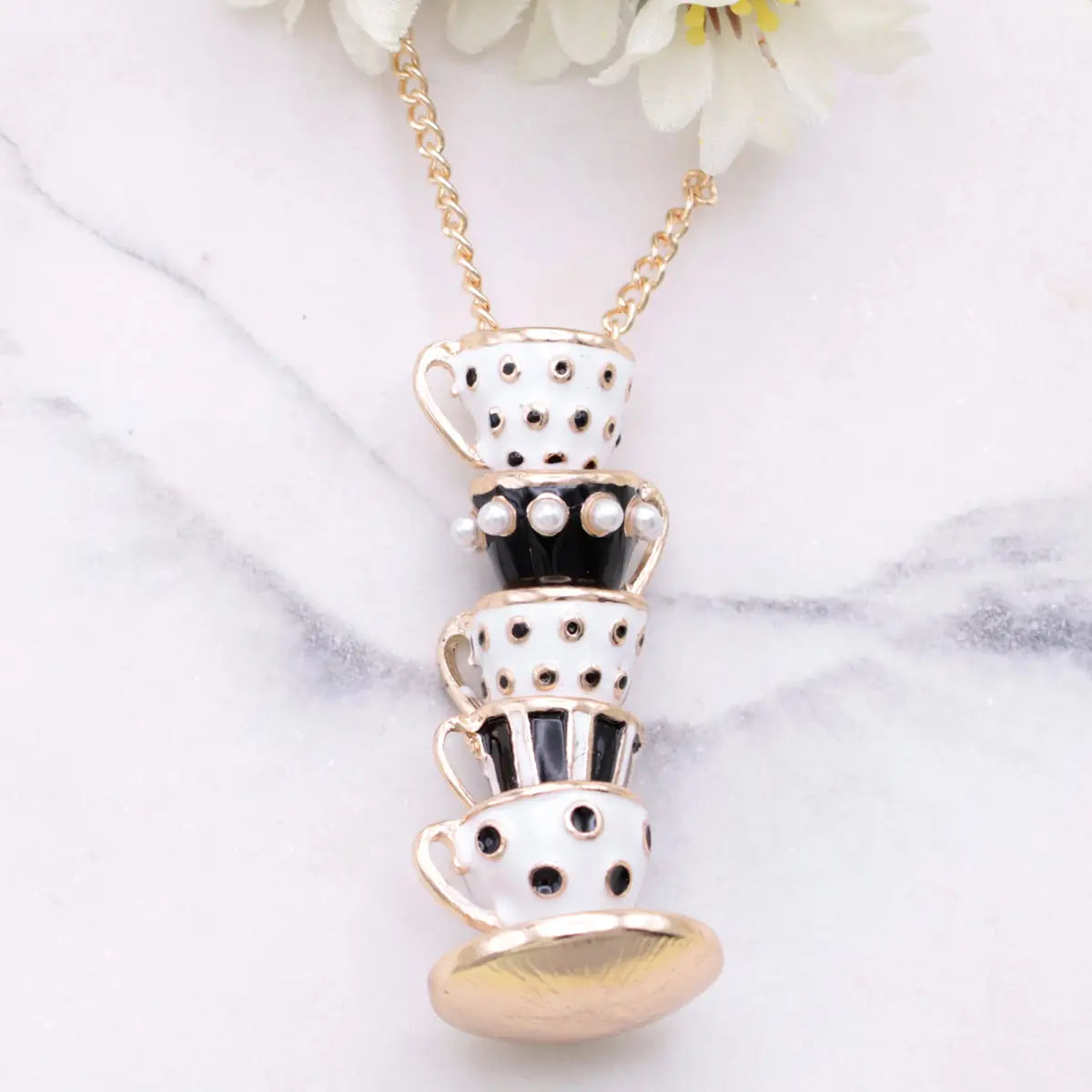 Mad Hatter Teacup Stack Necklace