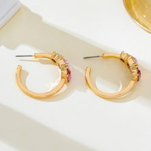 Rosy Crystal Hoop Earrings