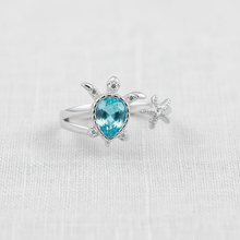 Blue Gem Turtle Ring