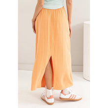Orange Drawstring Linen Midi Skirt (REG)