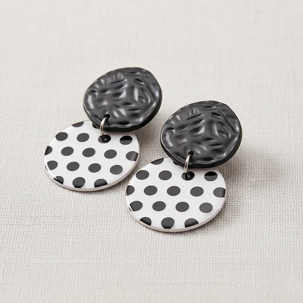 Retro Acrylic Polka Dot Earrings