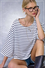 Striped Semi Crop Top in White/Navy (REG)