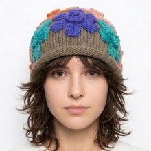 Floral Appliqué Knit Hat