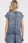 Chambray Button Back Top (REG)