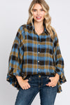 Washed Navy Plaid Top (REG/PLUS)