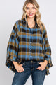 Washed Navy Plaid Top (REG/PLUS)