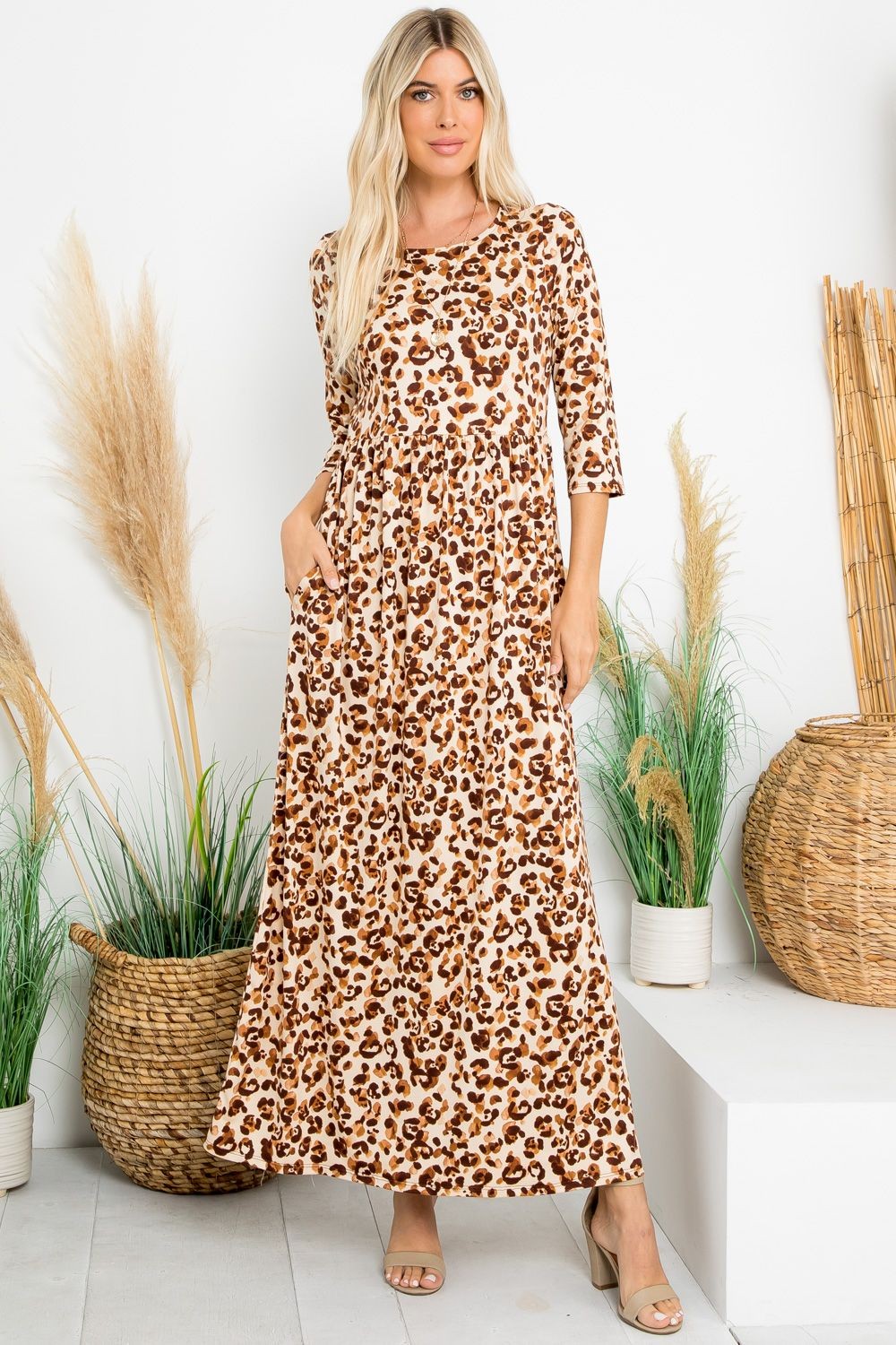 Lovely Leopard Maxi Dress in Brown (REG)