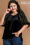 Black Velvet Sequin Sleeve Top