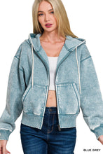 Acid Washed Zip Up Jacket in Blue Grey (REG)