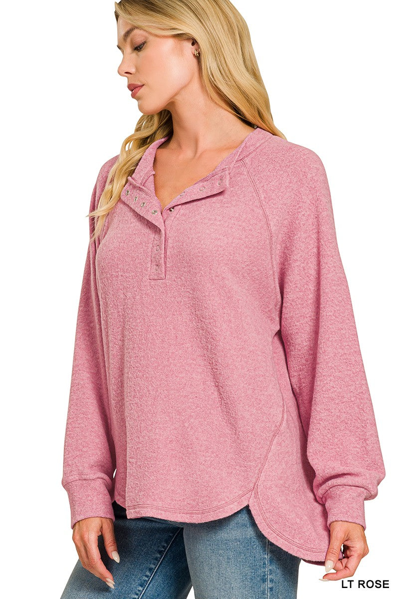 Melange Henley Top in Lt Rose (REG)