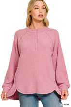 Melange Henley Top in Lt Rose (REG)