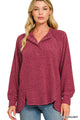 Melange Henley Top in Dk Burgundy (REG)
