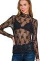 See Through Lace Layer Top in Black (REG)