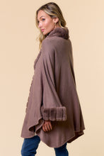 Faux Fur Trim Cape Coat in Mocha (REG)