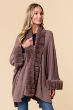Faux Fur Trim Cape Coat in Mocha (REG)