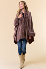 Faux Fur Trim Cape Coat in Mocha (REG)