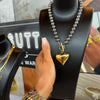 Gold Heart Silver Bead Necklace