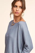 Two Tone Batwing Top in Steel Blue (REG)