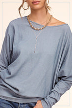 Two Tone Batwing Top in Steel Blue (REG)