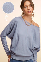 Two Tone Batwing Top in Steel Blue (REG)